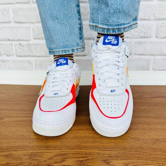 Nike Air Force 1 White Red Yellow Blue - Picture 4 of 14